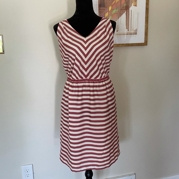 LOFT Mauve and Cream Striped Dress - Picture 1 of 5
